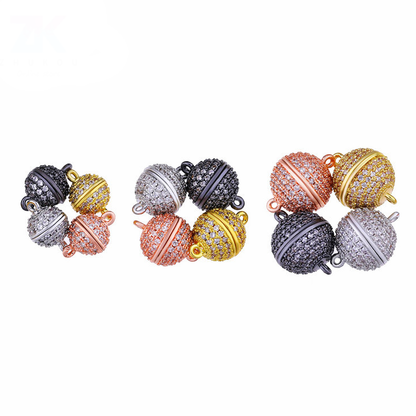 10pcs/lot 8/10/12/14/16mm CZ Paved Round Ball Magnetic Clasps for Bracelets & Necklace Making Accessories Colorful Zirconia Charms Beads Beyond