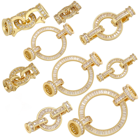 5pcs/lot CZ Paved Circle Clasps for Bracelets & Necklace Making Accessories Charms Beads Beyond