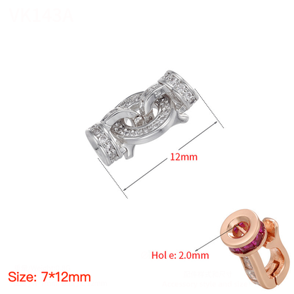 5pcs/lot CZ Paved Circle Clasps for Bracelets & Necklace Making Silver 7*12mm Accessories Charms Beads Beyond