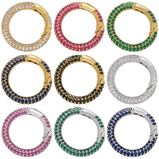 10pcs/lot 28.5mm Multicolor CZ Paved Circle Clasps for Bracelets & Necklaces Making Mix Colors Accessories Colorful Zirconia Charms Beads Beyond
