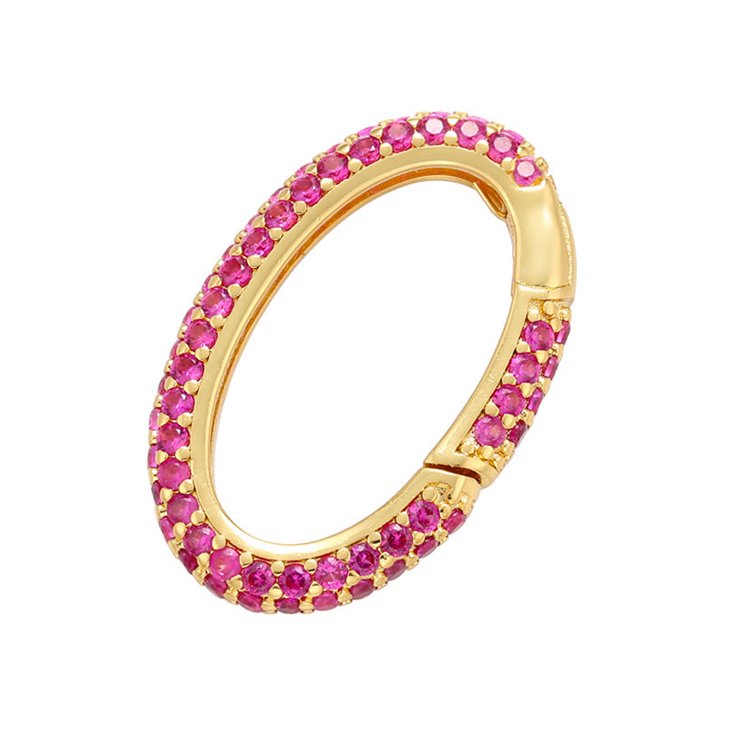 10pcs/lot 30*19mm Multicolor CZ Paved Oval Clasps for Bracelets & Necklaces Making Fuchsia on Gold Accessories Colorful Zirconia Charms Beads Beyond