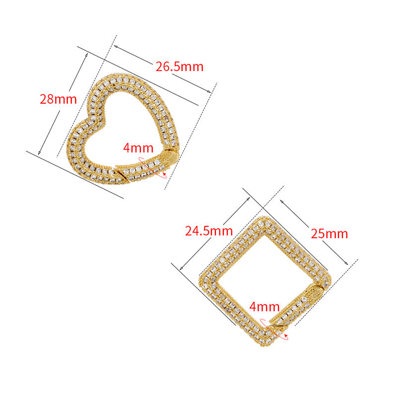 6pcs/lot Gold Silver Plated CZ Paved Heart Square Lightning Clasps for Bracelets & Necklace Making | Charms Beads Beyond Silver / Heart
