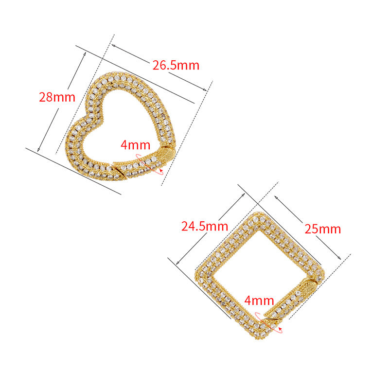 6pcs/lot Gold Silver Plated CZ Paved Heart Square Lightning Clasps for Bracelets & Necklace Making Accessories Charms Beads Beyond