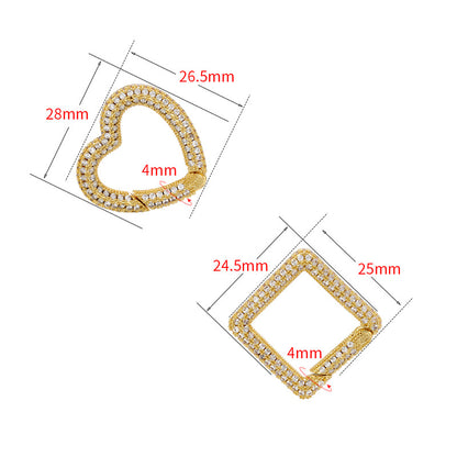 6pcs/lot Gold Silver Plated CZ Paved Heart Square Lightning Clasps for Bracelets & Necklace Making Accessories Charms Beads Beyond