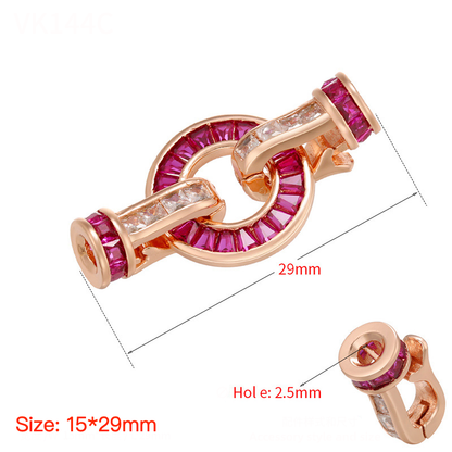 5pcs/lot Fuchsia CZ Paved Rose Gold Circle Clasps for Bracelet & Necklace Making Small Size: 15*29mm Accessories Charms Beads Beyond