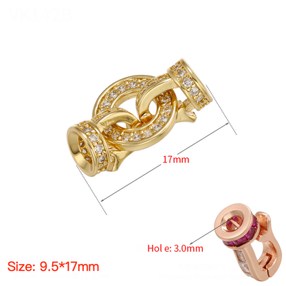 5pcs/lot CZ Paved Circle Clasps for Bracelets & Necklace Making Gold 9.5*17mm Accessories Charms Beads Beyond