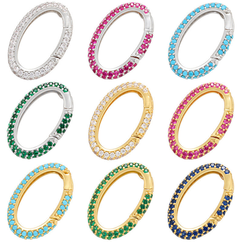 10pcs/lot 30*19mm Multicolor CZ Paved Oval Clasps for Bracelets & Necklaces Making Mix Colors Accessories Colorful Zirconia Charms Beads Beyond