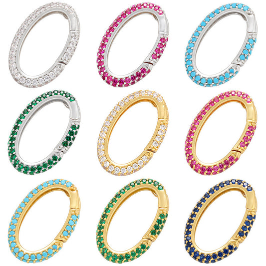 10pcs/lot 30*19mm Multicolor CZ Paved Oval Clasps for Bracelets & Necklaces Making Mix Colors Accessories Colorful Zirconia Charms Beads Beyond