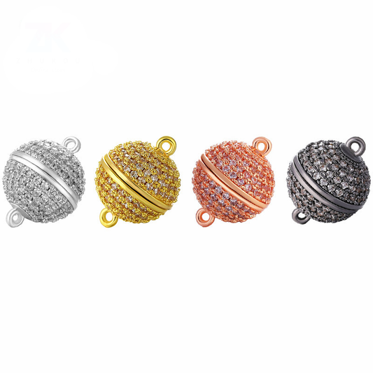 10pcs/lot 8/10/12/14/16mm CZ Paved Round Ball Magnetic Clasps for Bracelets & Necklace Making Mix Colors Accessories Colorful Zirconia Charms Beads Beyond