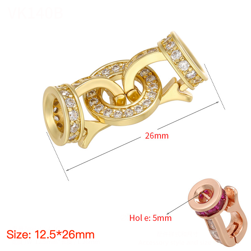 5pcs/lot CZ Paved Circle Clasps for Bracelets & Necklace Making Gold 12.5*26mm Accessories Charms Beads Beyond