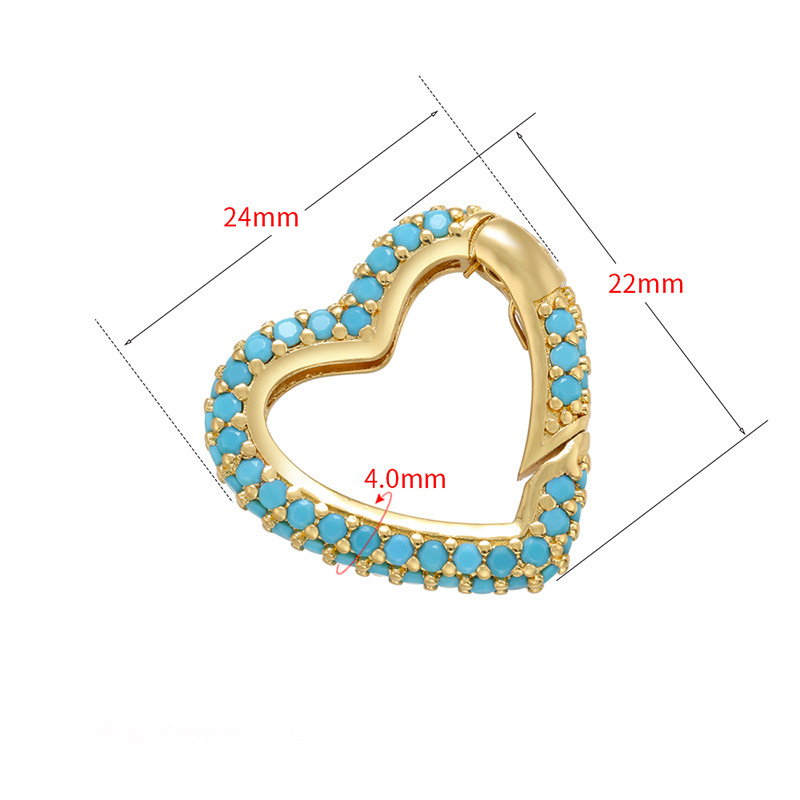 10pcs/lot 24*22mm CZ Paved Heart Clasps for Bracelets & Necklaces Making Accessories Colorful Zirconia Charms Beads Beyond
