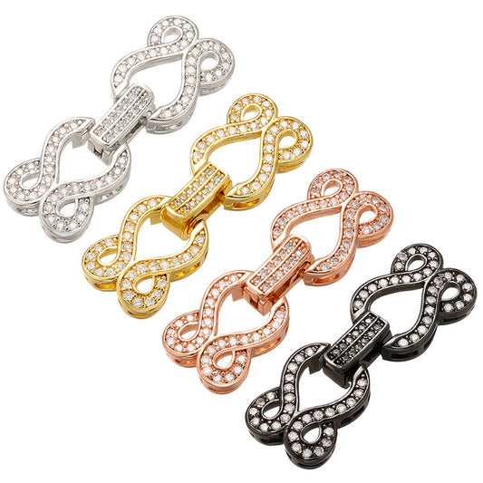 10pcs/lot 35*12mm CZ Paved Clasp / Connectors for Bracelets & Necklaces Making Mix Colors Accessories Charms Beads Beyond