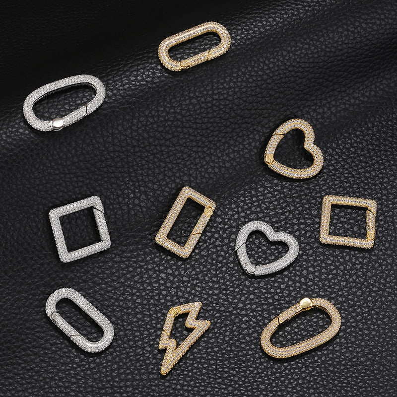 6pcs/lot Gold Silver Plated CZ Paved Heart Square Lightning Clasps for Bracelets & Necklace Making Accessories Charms Beads Beyond