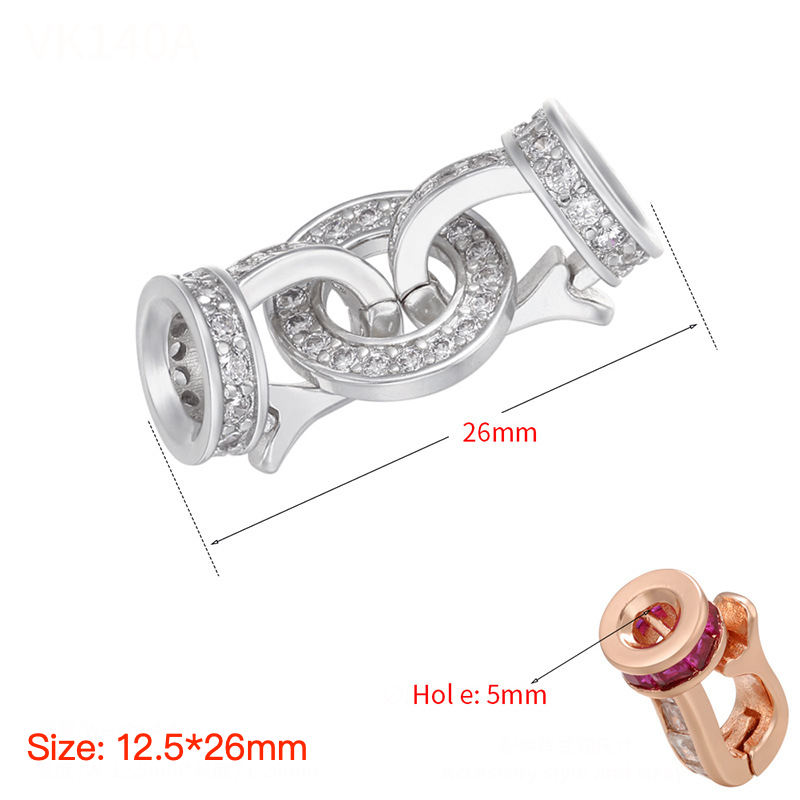 5pcs/lot CZ Paved Circle Clasps for Bracelets & Necklace Making Silver 12.5*26mm Accessories Charms Beads Beyond