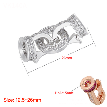 5pcs/lot CZ Paved Circle Clasps for Bracelets & Necklace Making Silver 12.5*26mm Accessories Charms Beads Beyond