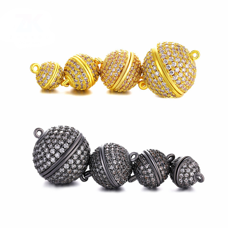 10pcs/lot 8/10/12/14/16mm CZ Paved Round Ball Magnetic Clasps for Bracelets & Necklace Making Accessories Colorful Zirconia Charms Beads Beyond