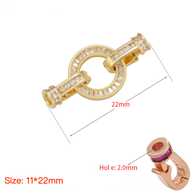 5pcs/lot CZ Paved Circle Clasps for Bracelets & Necklace Making Gold 11*22mm Accessories Charms Beads Beyond