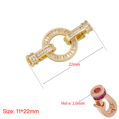 5pcs/lot CZ Paved Circle Clasps for Bracelets & Necklace Making Gold 11*22mm Accessories Charms Beads Beyond