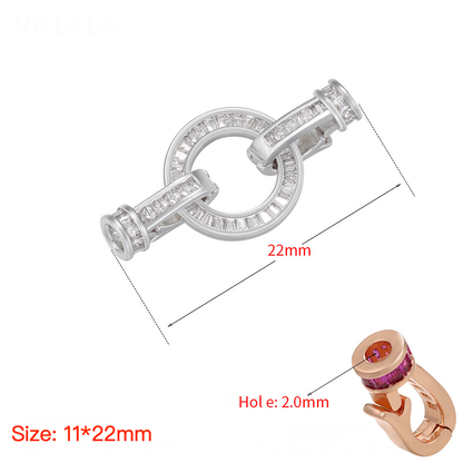 5pcs/lot CZ Paved Circle Clasps for Bracelets & Necklace Making Silver 11*22mm Accessories Charms Beads Beyond