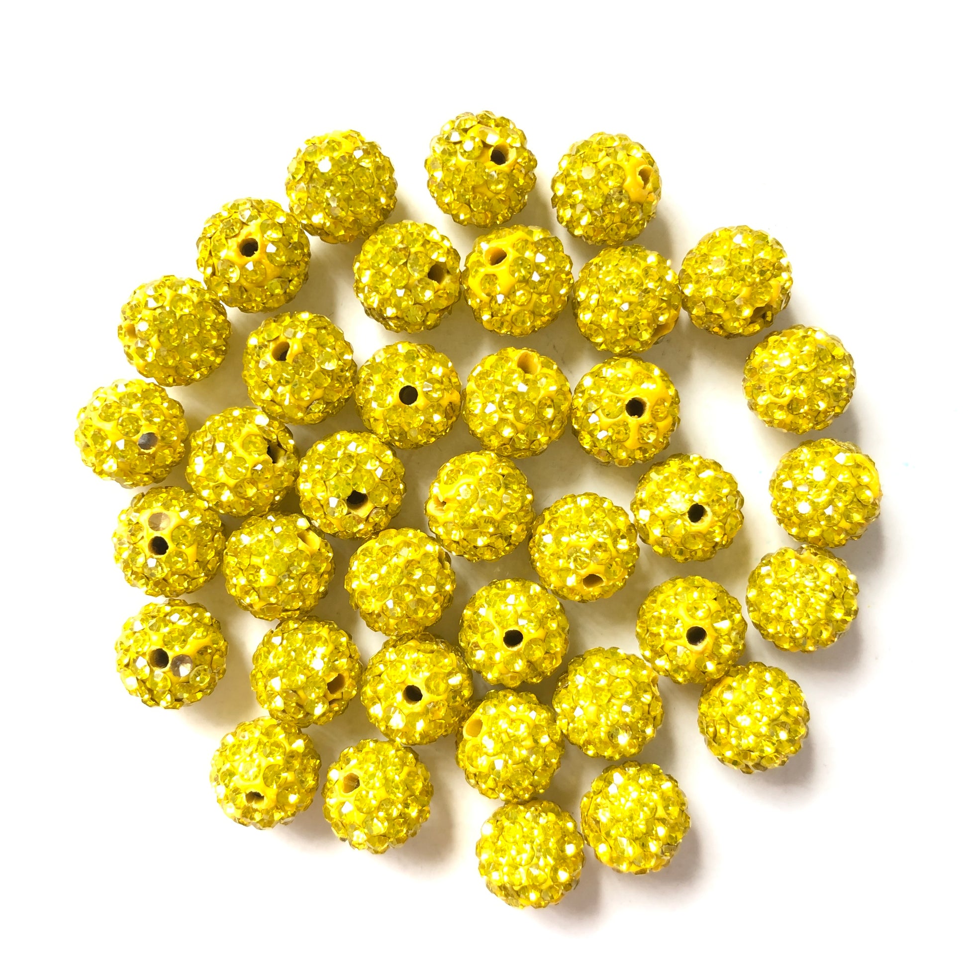 100pcs/lot 10mm Yellow Rhinestone Clay Disco Ball Beads, Clay Beads