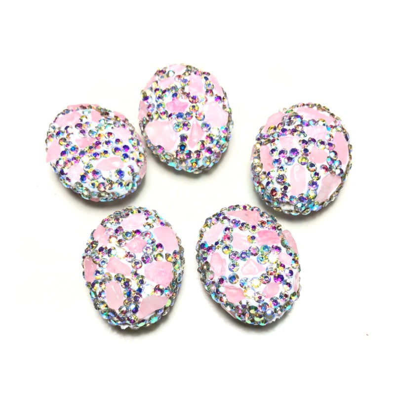 5pcs Pink Stone Clear AB Rhinestone Pave Oval Spacers Focal Beads Rhinestone Spacers Focal Beads Rhinestone Focal Beads Charms Beads Beyond