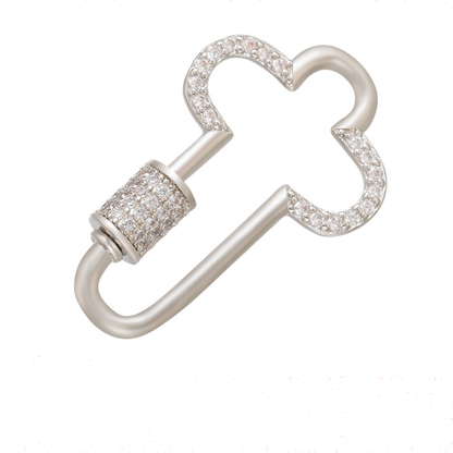 10pcs/lot CZ Paved Cross & Heart Screw Clasps / Connector / Pendant 10 Cross on Silver Accessories Charms Beads Beyond