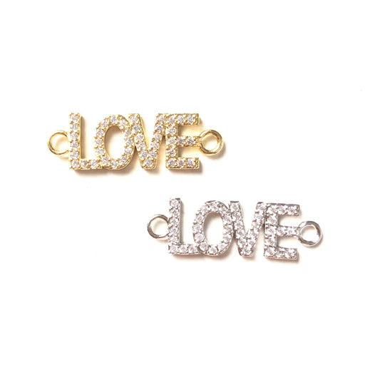 10pcs/lot 33*10mm CZ Paved Love Word Connectors Mix Color CZ Paved Connectors Love Letters Word Connectors Charms Beads Beyond
