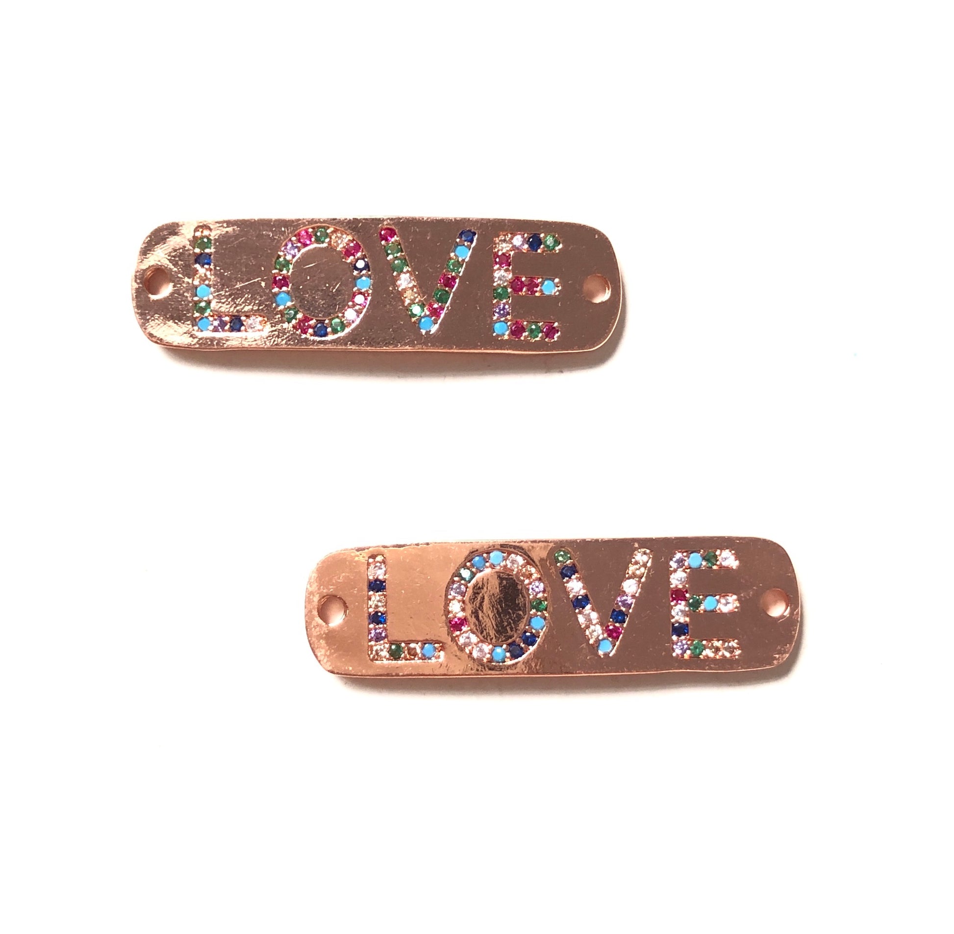 10pcs/lot 39*11mm CZ Paved LOVE Word Connectors Rose Gold CZ Paved Connectors Love Letters Word Connectors Charms Beads Beyond