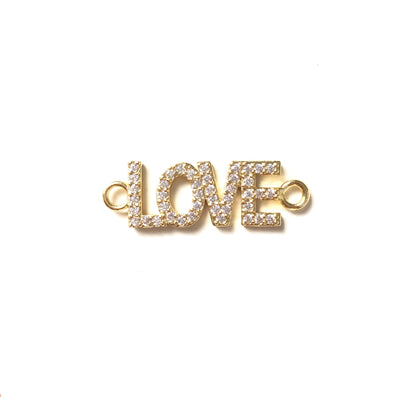 10pcs/lot 33*10mm CZ Paved Love Word Connectors Gold CZ Paved Connectors Love Letters Word Connectors Charms Beads Beyond