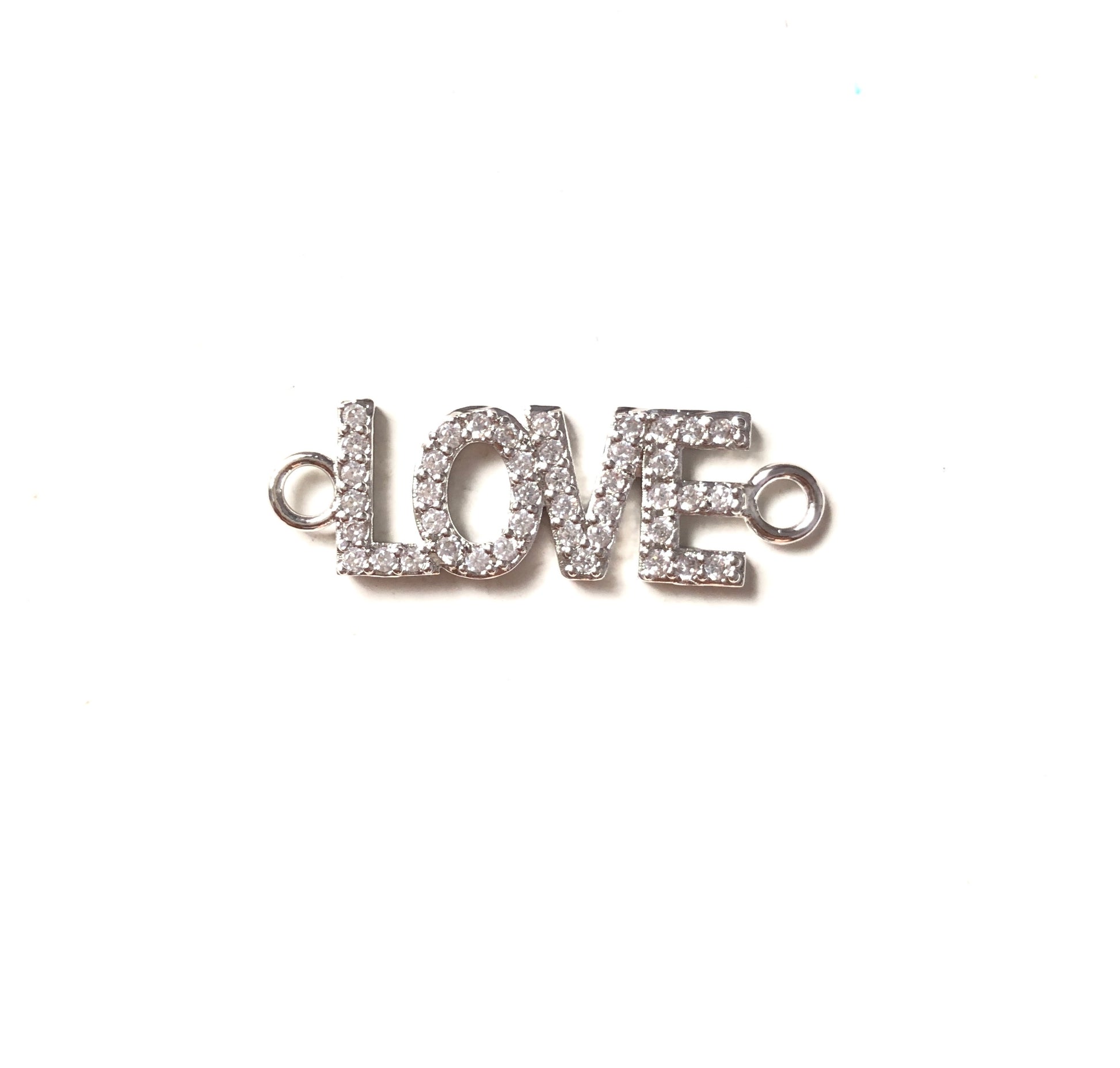 10pcs/lot 33*10mm CZ Paved Love Word Connectors Silver CZ Paved Connectors Love Letters Word Connectors Charms Beads Beyond