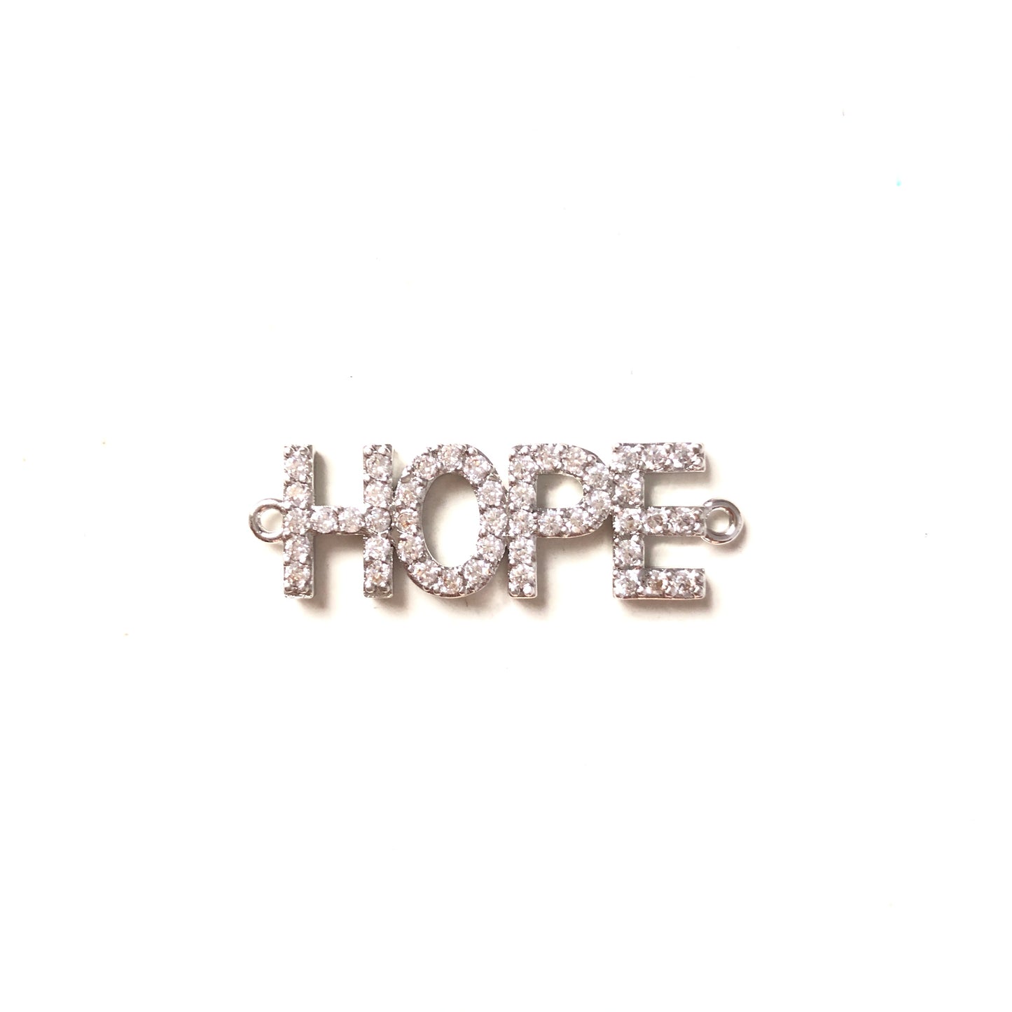 10pcs/lot 32*10mm CZ Paved HOPE Word Connectors Silver CZ Paved Connectors Word Connectors Charms Beads Beyond