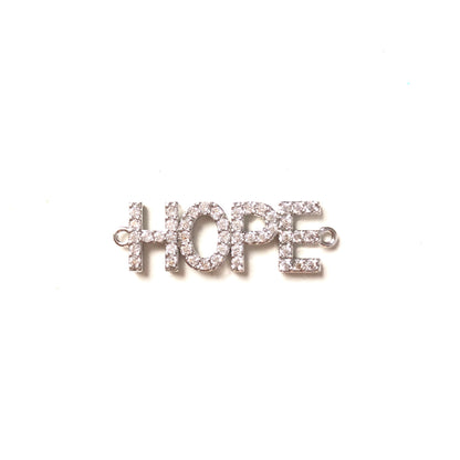 10pcs/lot 32*10mm CZ Paved HOPE Word Connectors Silver CZ Paved Connectors Word Connectors Charms Beads Beyond