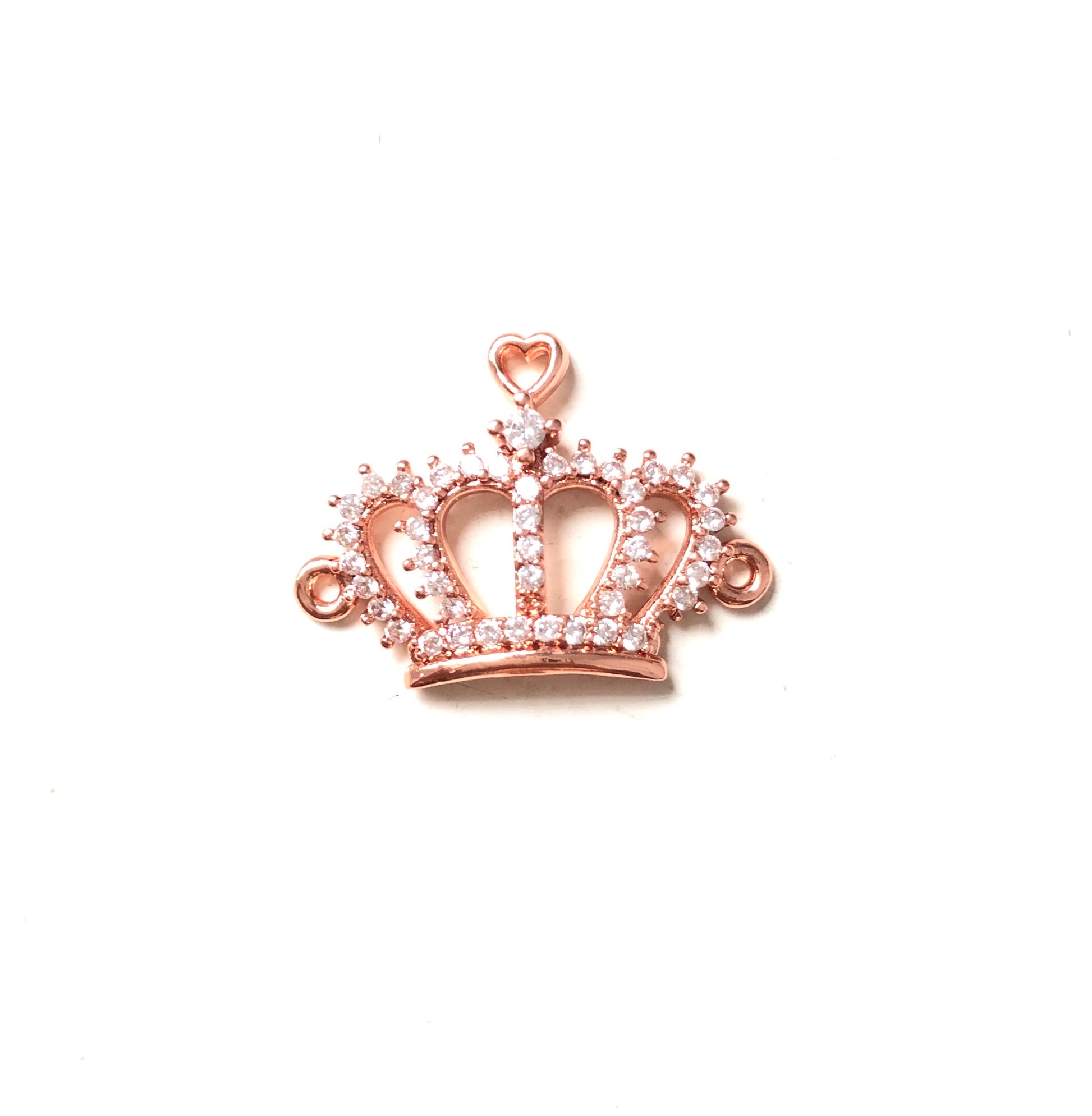 10pcs/lot 23*17mm CZ Paved Crown Connectors Rose Gold CZ Paved Connectors Charms Beads Beyond