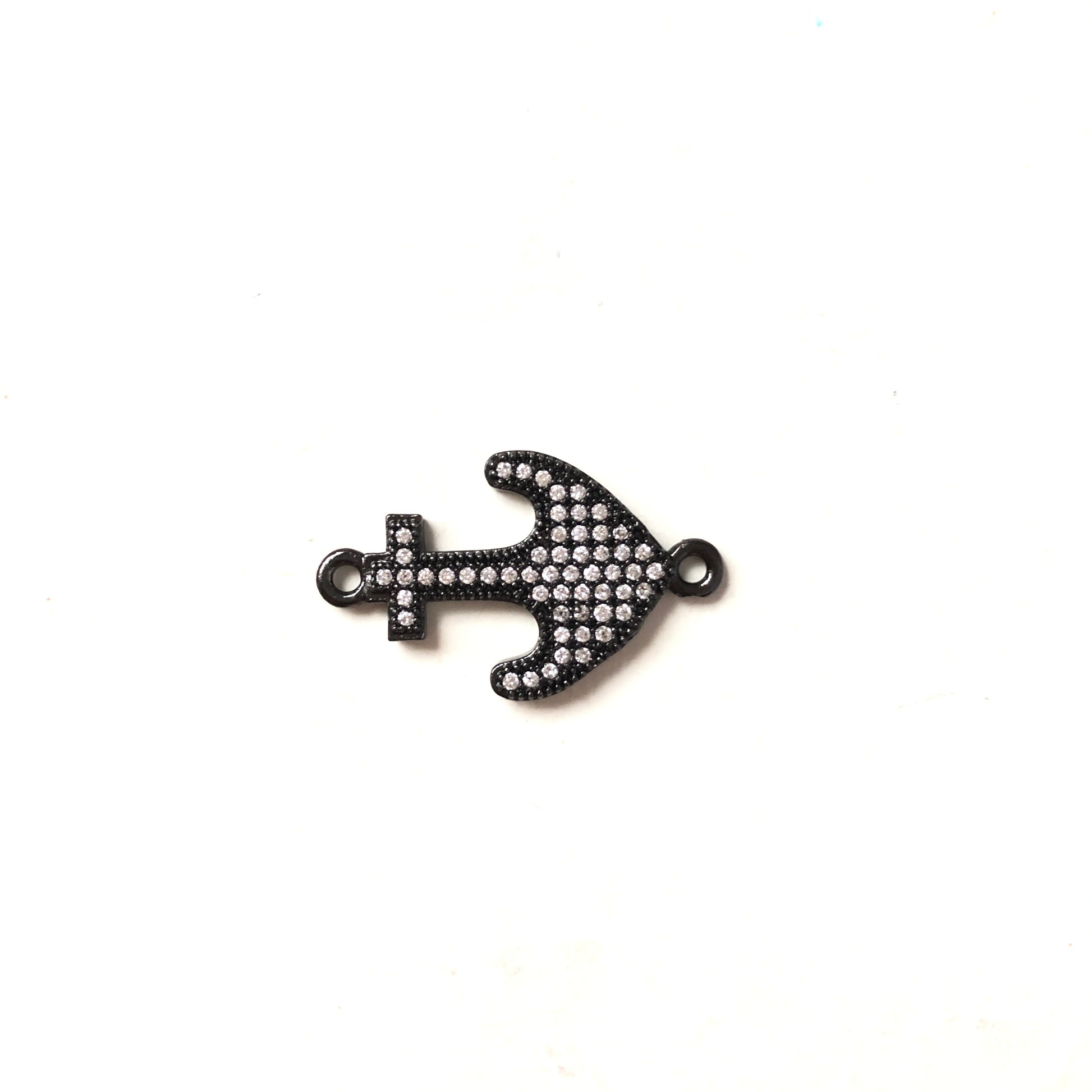 10pcs/lot 25*15.5mm CZ Paved Anchor Connectors Black CZ Paved Connectors Charms Beads Beyond