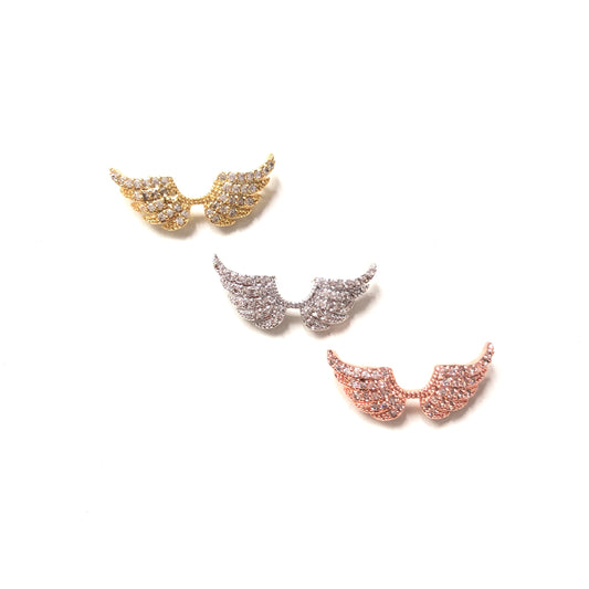 10pcs/lot 25*10mm CZ Paved Angle Wing Connectors Mix Colors CZ Paved Connectors Animal Spacers Charms Beads Beyond