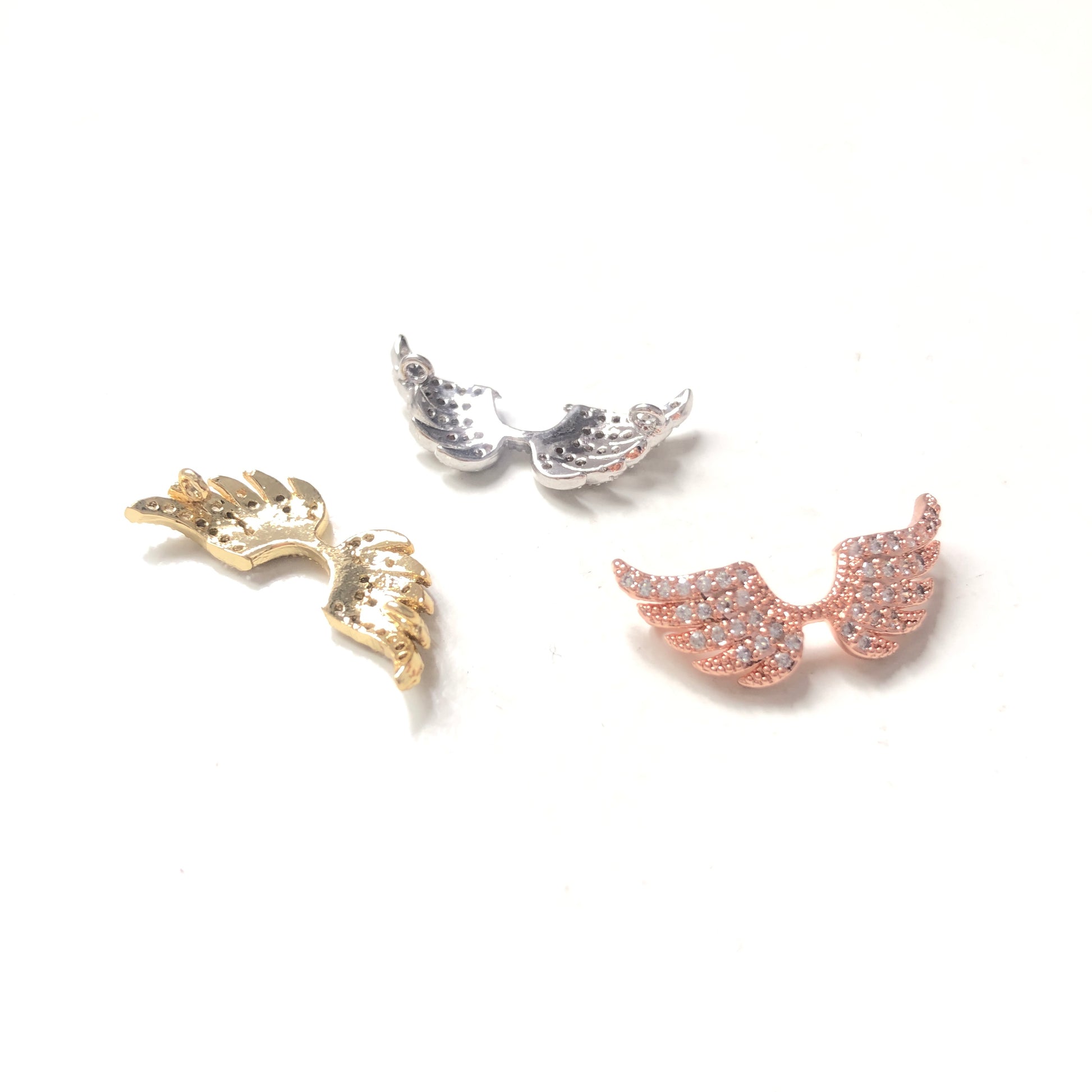 10pcs/lot 25*10mm CZ Paved Angle Wing Connectors CZ Paved Connectors Animal Spacers Charms Beads Beyond