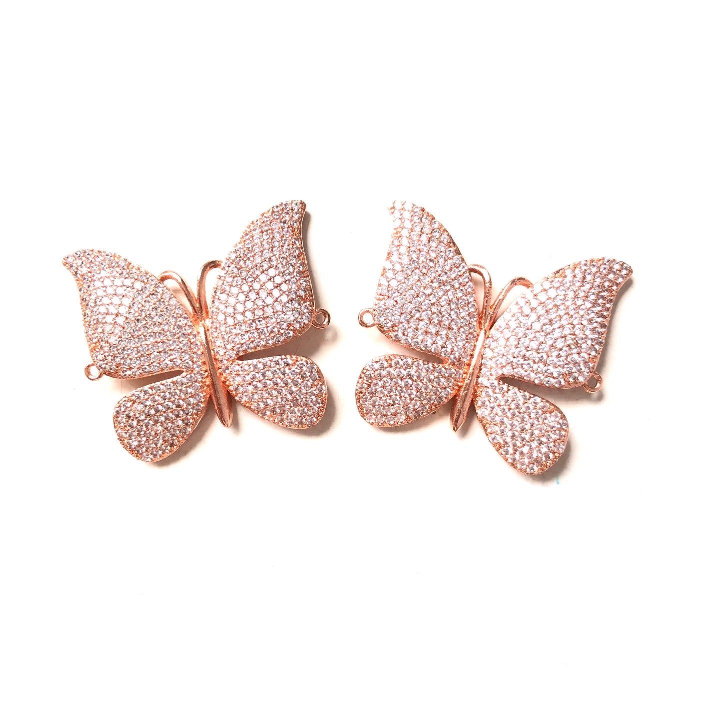 5-10pcs/lot 33*30mm CZ Paved Butterfly Connectors Rose Gold CZ Paved Connectors Animal Spacers Charms Beads Beyond