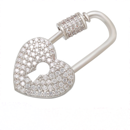 10pcs/lot CZ Paved Cross & Heart Screw Clasps / Connector / Pendant 10 Heart on Silver Accessories Charms Beads Beyond