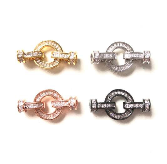 5pcs/lot 30*15mm CZ Paved Circle Clasp Connectors Mix Color Accessories Charms Beads Beyond