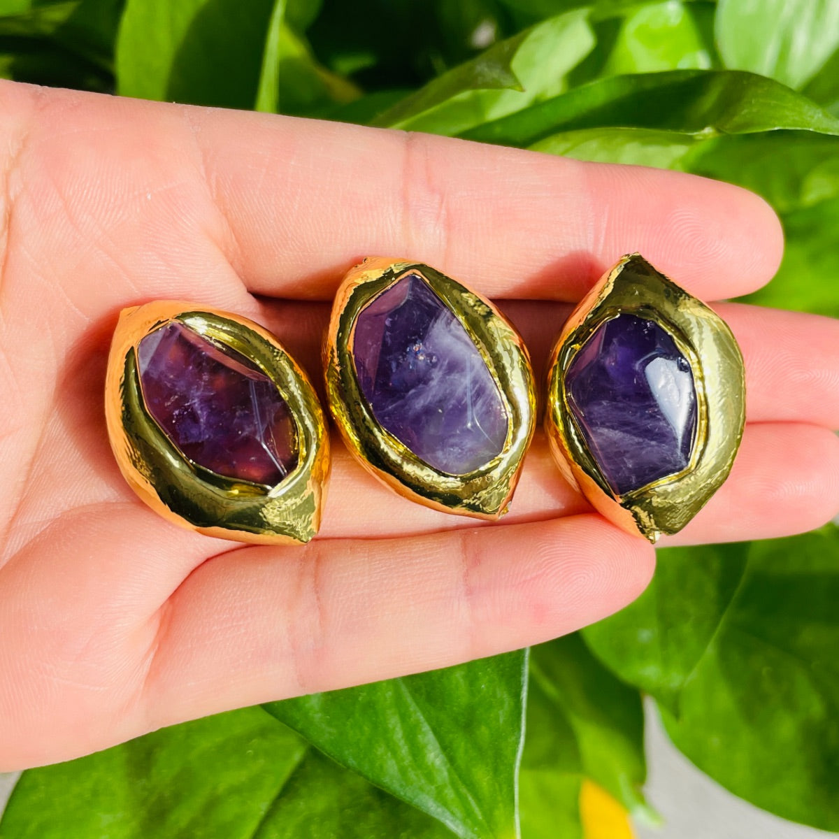 2-5-10pcs/lot Gold Plated Purple Amethyst Spacers Focal Beads Focal Beads Focal Beads Charms Beads Beyond
