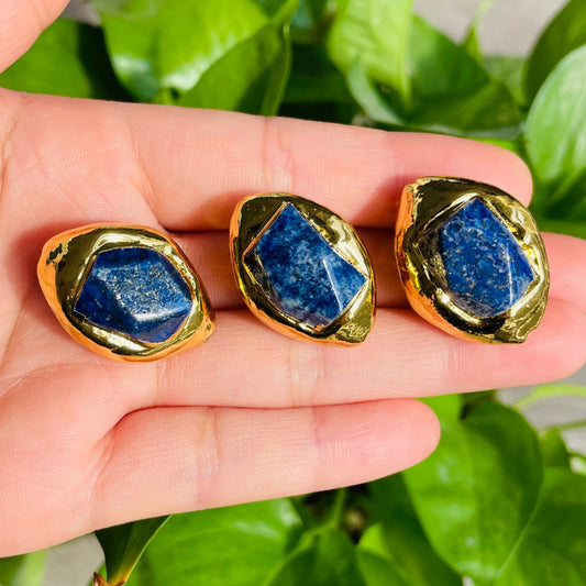 2-5-10pcs/lot Gold Plated Lapis Lazuli Spacers Focal Beads Focal Beads Focal Beads Charms Beads Beyond