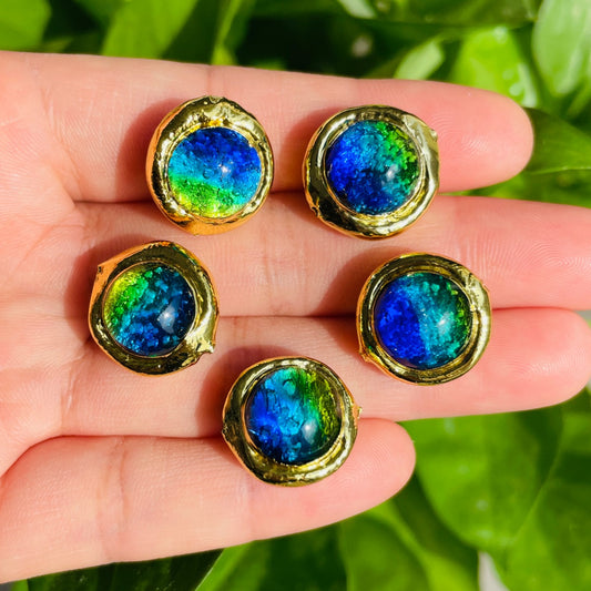 2-5-10pcs/lot 17*16mm Gold Plated Green Blue Colored Glaze Spacers Focal Beads Focal Beads Focal Beads Charms Beads Beyond