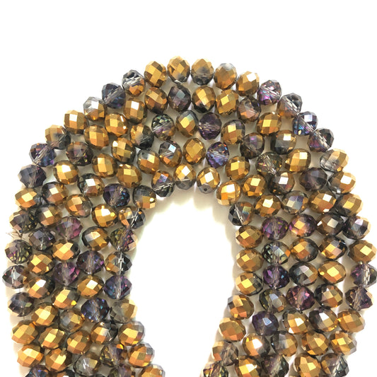 2 Strands/lot 10mm Gold Half-electroplated Faceted Glass Beads Glass Beads Faceted Glass Beads Charms Beads Beyond