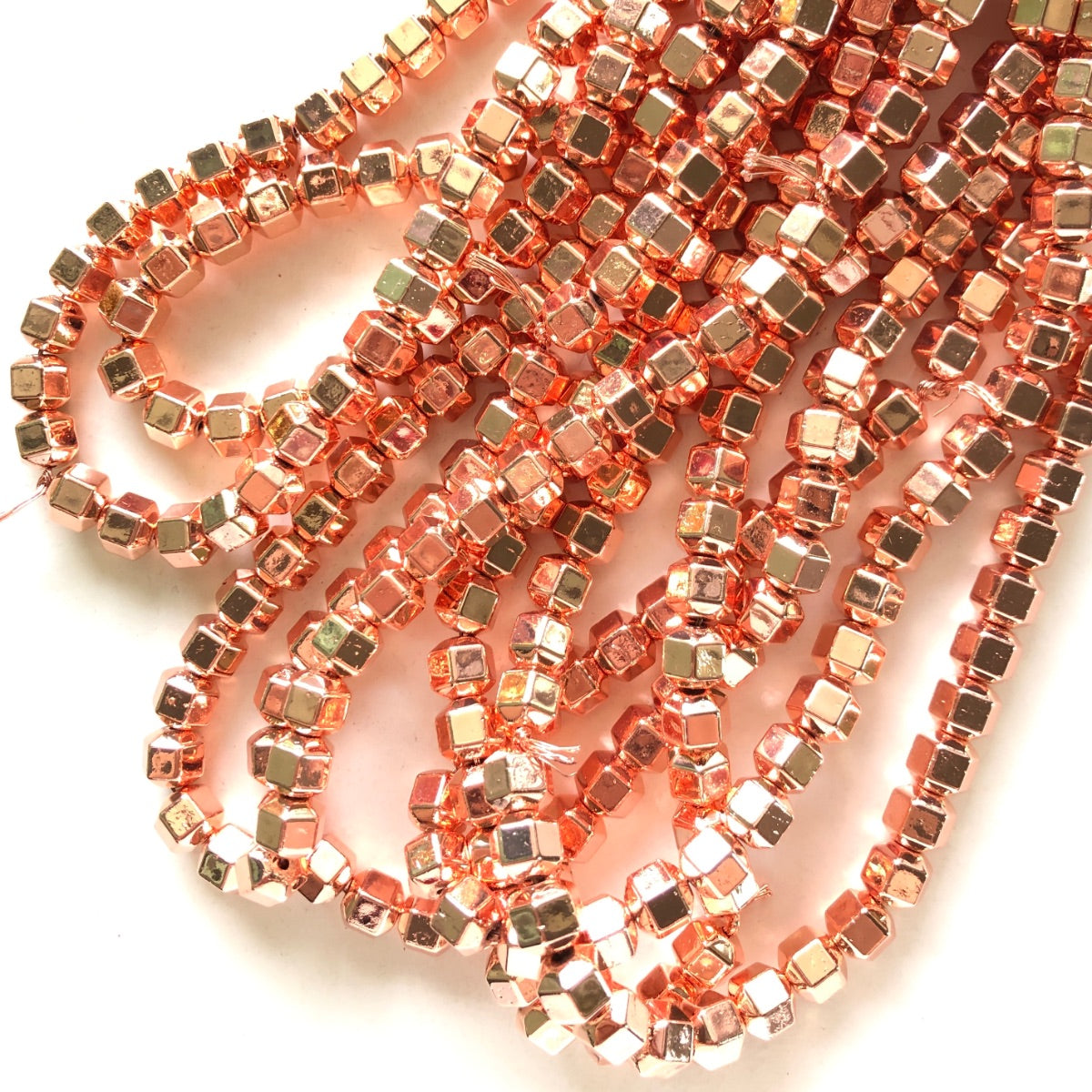 2 Strands/lot 8*8mm Polygon Hematite Stone Beads Rose Gold Stone Beads 8mm Stone Beads Hematite Beads Charms Beads Beyond