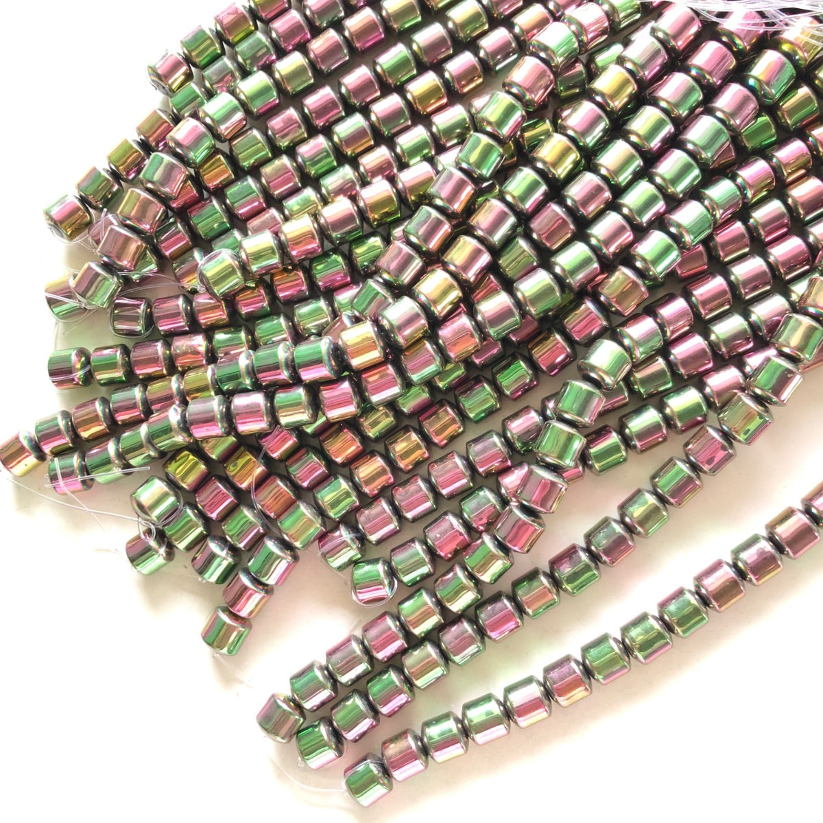 2 Strands/lot 8*8mm Cylinder Hematite Stone Beads Pink Green Stone Beads 8mm Stone Beads Hematite Beads Charms Beads Beyond