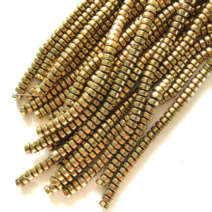 2 Strands/lot 8*4.5mm Flat Round Hematite Stone Beads Vintage Gold Stone Beads Hematite Beads New Beads Arrivals Charms Beads Beyond
