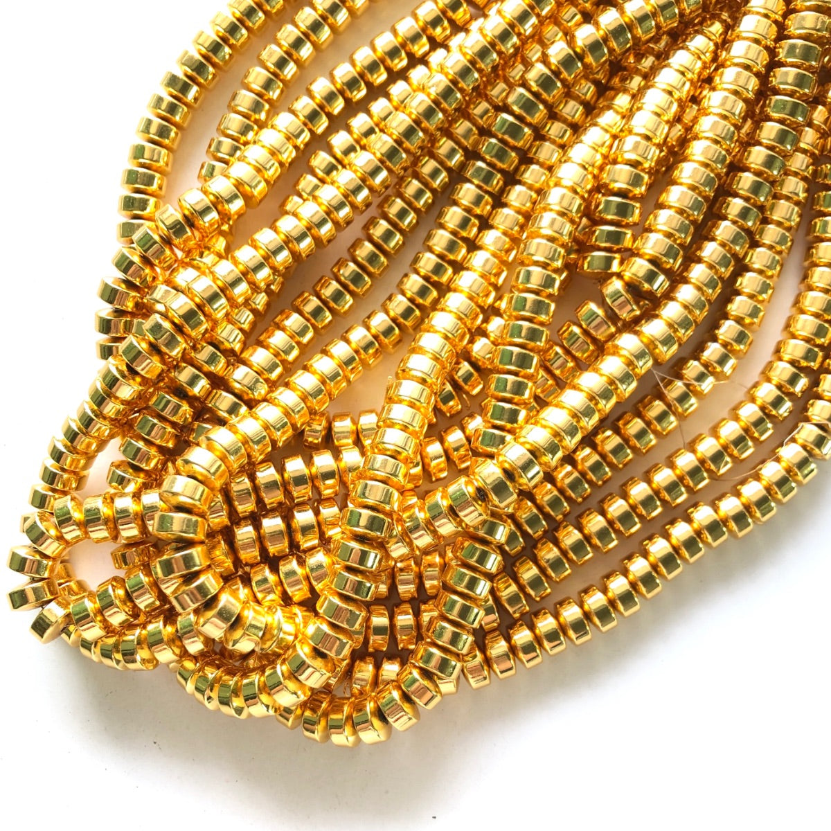 2 Strands/lot 8*4.5mm Flat Round Hematite Stone Beads Gold Stone Beads Hematite Beads New Beads Arrivals Charms Beads Beyond