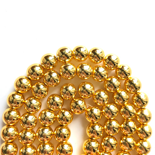 2 Strands/lot 8, 10mm Gold Hematite Round Beads Stone Beads 8mm Stone Beads Hematite Beads Charms Beads Beyond