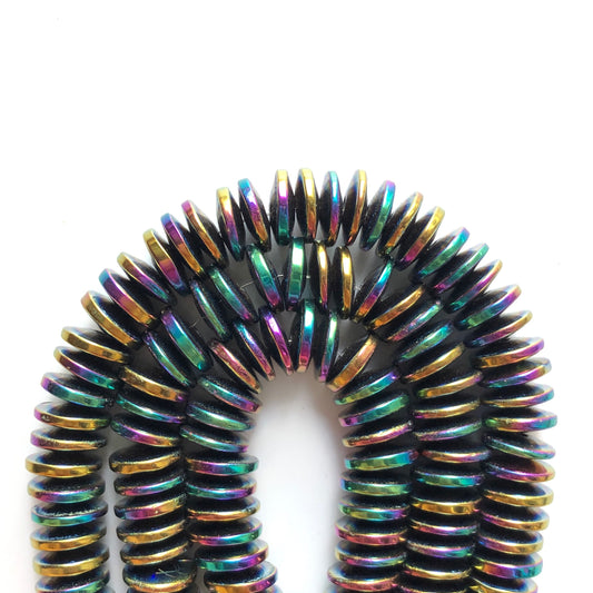 2 Strands/lot 8, 10mm Multicolor Flat Hematite Beads Stone Beads 8mm Stone Beads Hematite Beads Charms Beads Beyond