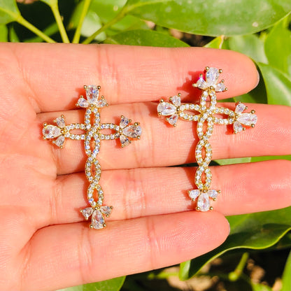 5-10pcs/lot 36*25mm CZ Paved Cross Charms CZ Paved Charms Crosses Charms Beads Beyond